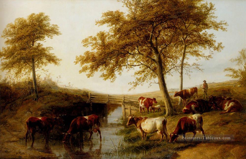 Bétail au repos par un ruisseau Thomas Sidney Cooper Peintures à l'huile